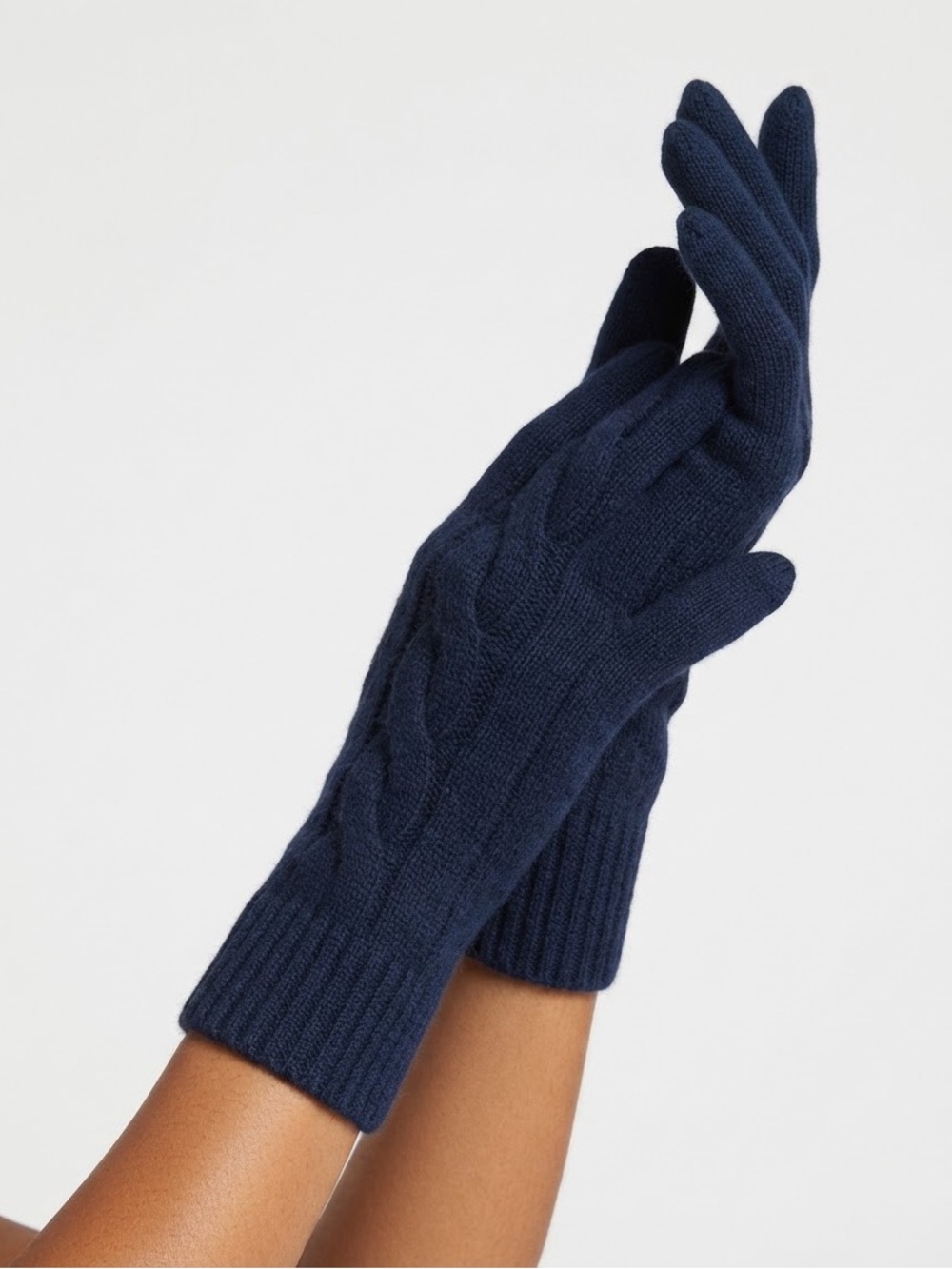 Pure Collection Cable Knit Gloves Mallard Green 30% Cashmere 70% Wool NWT